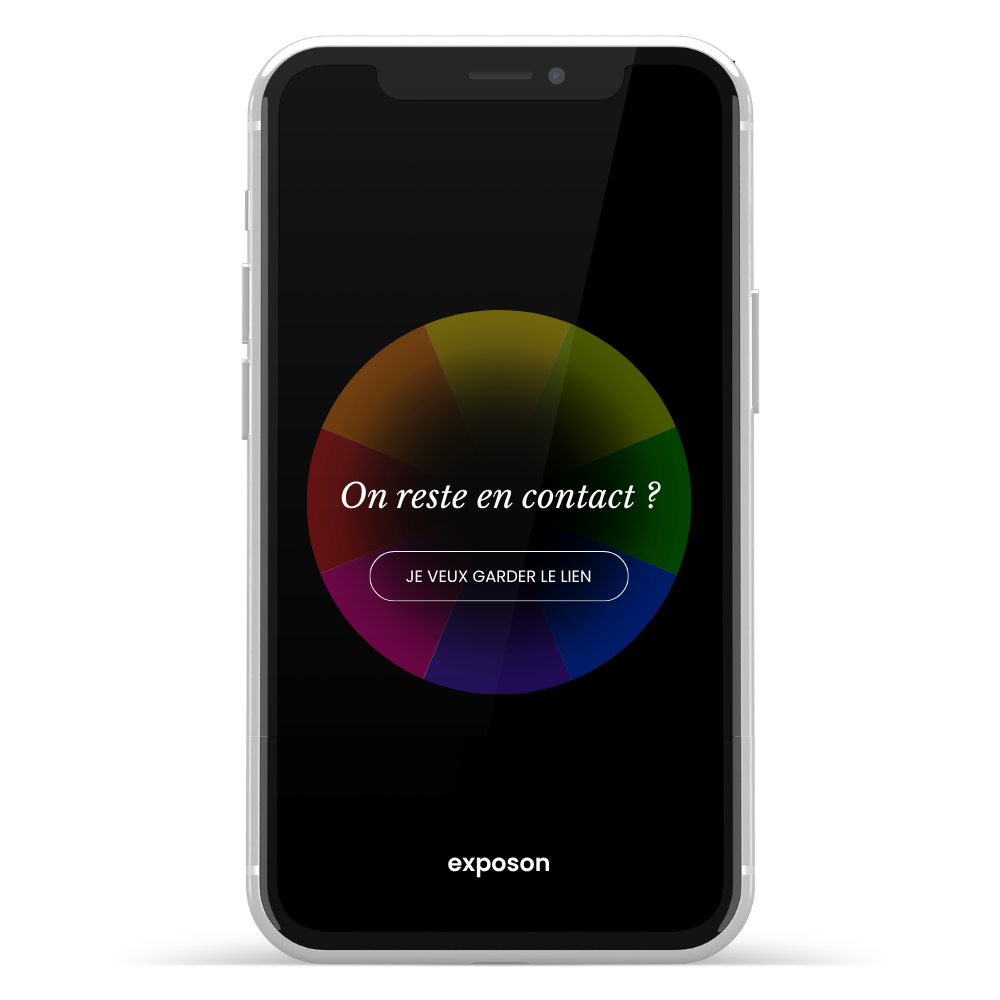 mobile avec l'écran de fin d'expérience sur exposon